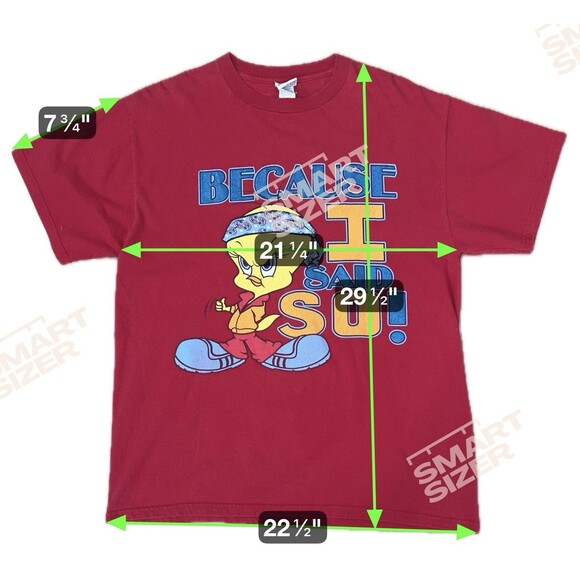 Vintage Looney Tunes Tweety Bird T Shirt Size XL Red Because I Said So - Picture 2 of 5